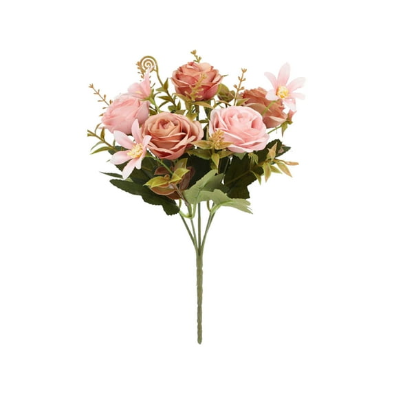 Artificial Roses, Faux Flowers, Long Lasting Wedding Decoration Bouquet, Realistic Plastic Simulation Flowers for Home and Hotel Interior Design