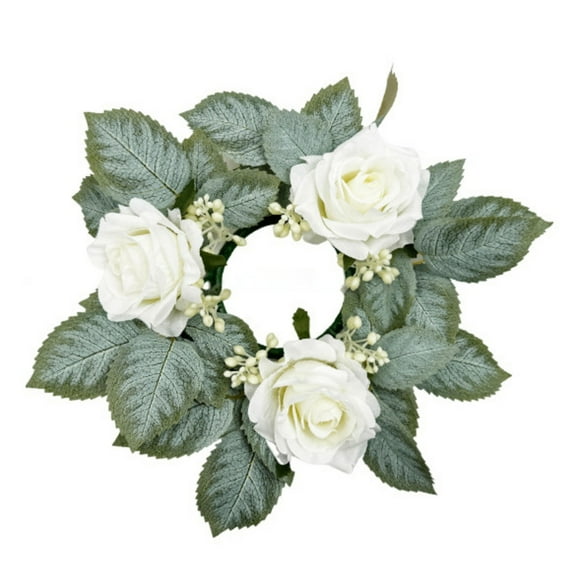Artificial Roses Flower Candle Holder Garland,Wedding Candlestick Garland for Party Wedding Celebration Arrangement Garland, Home Table Romantic Atmosphere Decor
