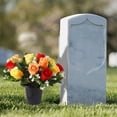 thumbnail image 1 of Artificial Roses Flowers 12 Heads Silk Rose Bush With Pot for Outdoor Cemetery Memorial Graveside Decoration,1PC,Orange, 1 of 9