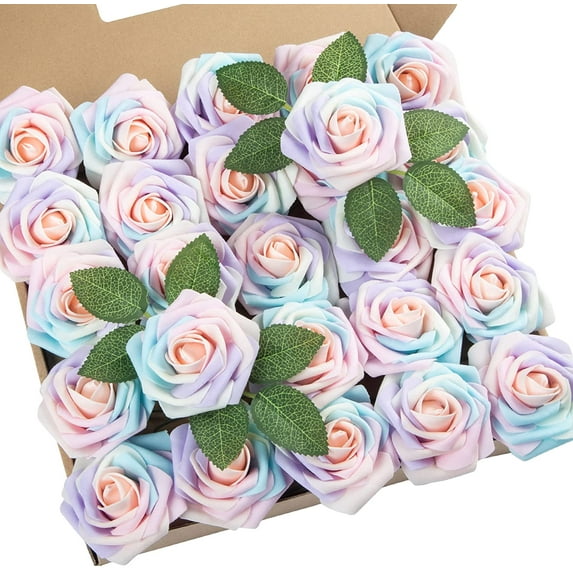 Artificial Roses Flowers Fake Roses with Stems Real Touch Foam Flowers for DIY Wedding Bouquet Baby Shower Centerpiece Floral Arrangement Party Home Decor(Hunt Green)