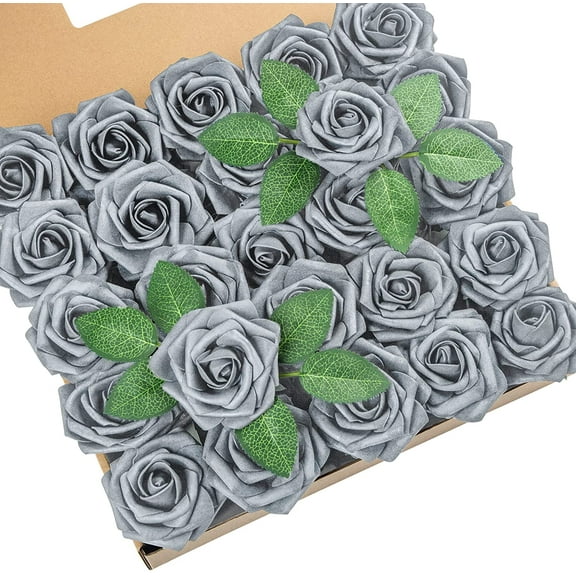Artificial Roses Flowers Fake Roses with Stems Real Touch Foam Flowers for DIY Wedding Bouquet Baby Shower Centerpiece Floral Arrangement Party Home Decor(Hunt Green)