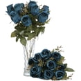 thumbnail image 1 of Artificial Roses Flowers Fake Silk Rose Bouquet 12 Heads 2 Packs of Realistic Blossom Roses for Home Wedding Party Floral Decoration Table Centerpieces, Black, 1 of 5