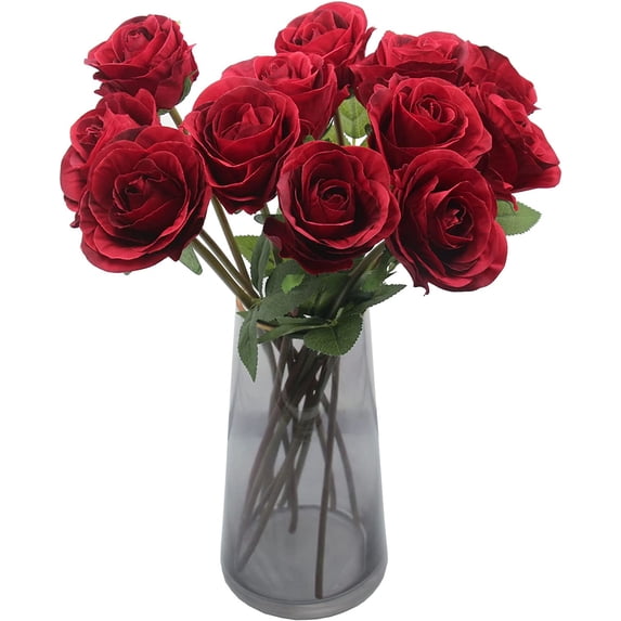 Artificial Roses Flowers for Flower Arrangement, Silk Red Rose Bouquet for Home Decoration, Faux Roses for Valentine's Day Parties and Wedding Decoration (Red, )