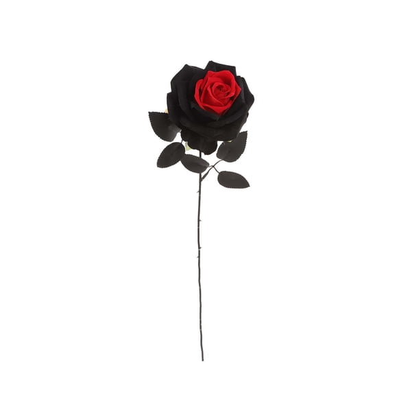 Artificial Roses Halloween Simulation Rose with Leaves 52cm Fake Rose Decor for Spooky Home Gothic Party Centerpiece Wreath Bouquet Spooky House Gothic Wedding Floral Arrangement Diy Supply