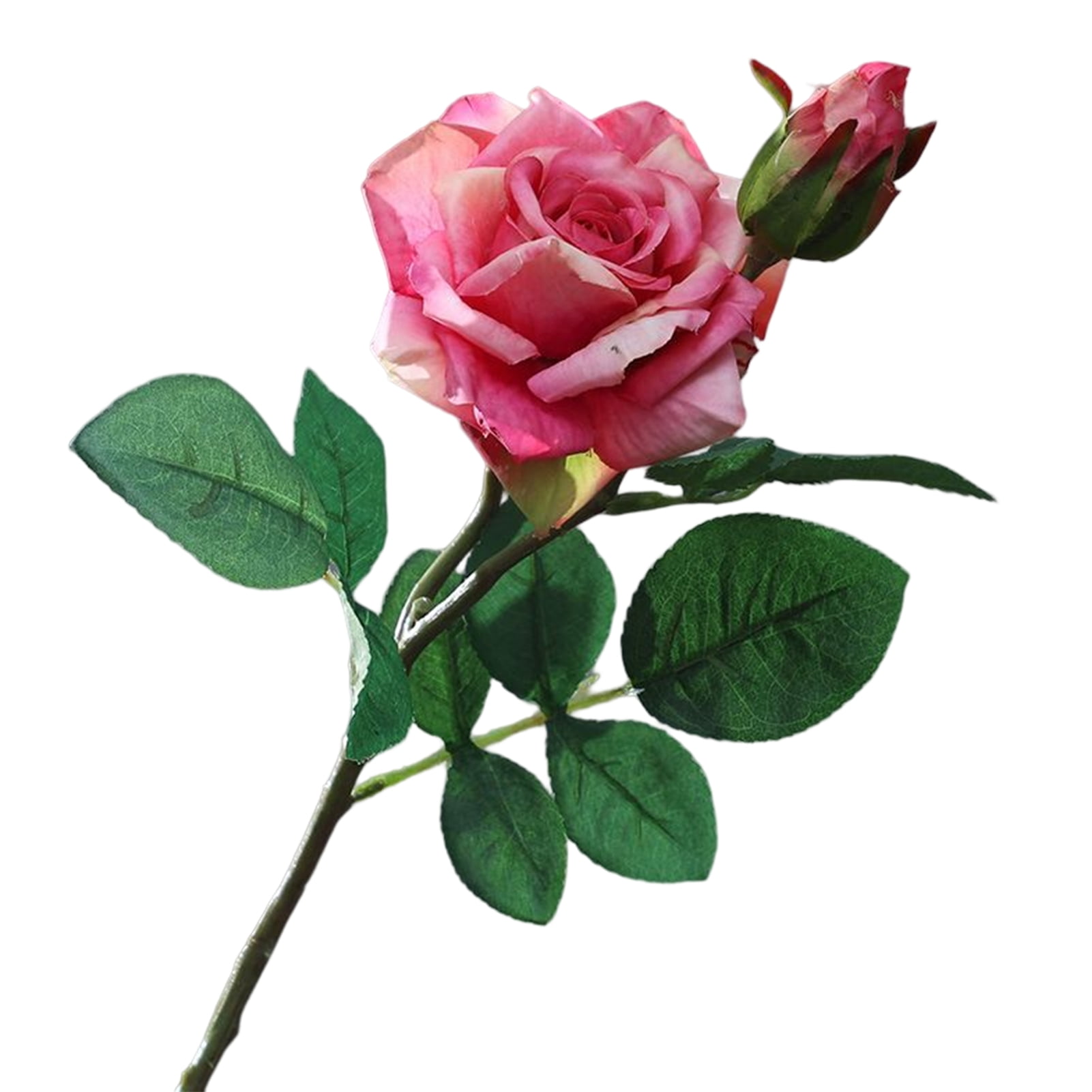 Artificial Roses, Real Touch Silk Flowers, Realistic Single Fake Flower with Stems Leaves for
