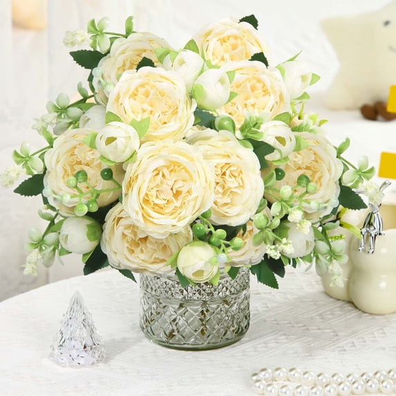 Artificial Roses Roses Silk Rose Bouquet Imitation Flower Arrangement Home Decor Wedding Decor Handheld Flower Wall Decor Faux Rose Stem Decor (Yellow)