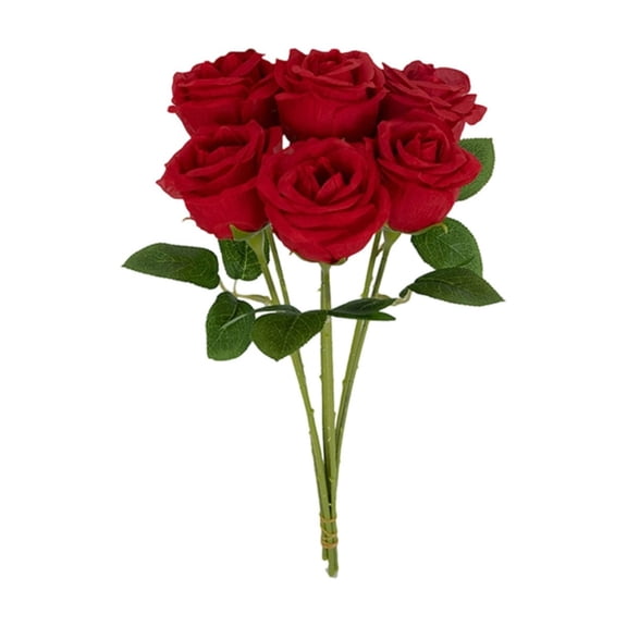 Artificial Roses (Silk Flowers, 6 Stems) A. Deep Red, Roses Artificial Flowers– 6Pcs 18.9" Rose Flowers with Long Realistic Rose Bouquet Table Vase Centerpieces Home Event Decorvalenti