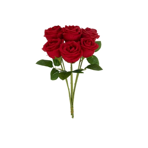 Artificial Roses (Silk Flowers, 6 Stems) A. Deep Red, Roses Artificial Flowers– 6Pcs 18.9" Rose Flowers with Long Realistic Rose Bouquet Table Vase Centerpieces Home Event Decorvalenti
