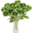 thumbnail image 1 of Artificial Roses Spring Flowers for St. Patrick's Day, Silk Green Roses Bouquet for St. Patrick's Day Home Decoration, Green Faux Roses for Valentine's Day and Wedding, 1 of 5