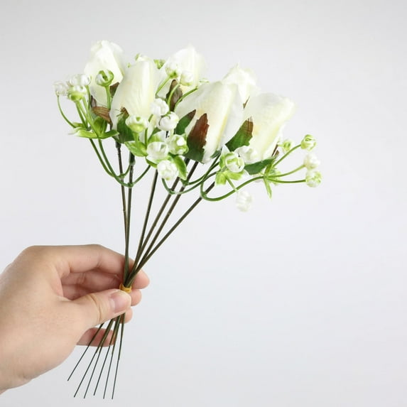 Artificial Roses with Stems, 1 Bundles Faux Flowers Rose, Small Silk Fake Flowers Bouquets for Home Valentine's Day Wedding Birthday Decorations, 10.6x4.7"