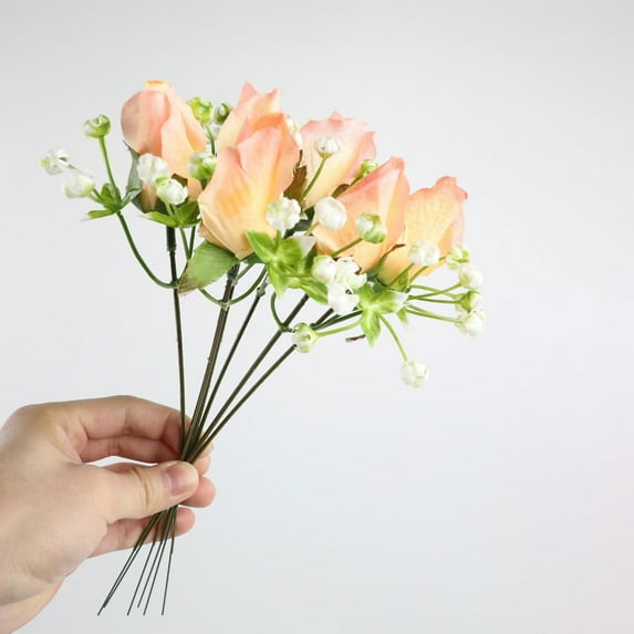 Artificial Roses with Stems, 1 Bundles Faux Flowers Rose, Small Silk Fake Flowers Bouquets for Home Valentine's Day Wedding Birthday Decorations, 10.6x4.7"