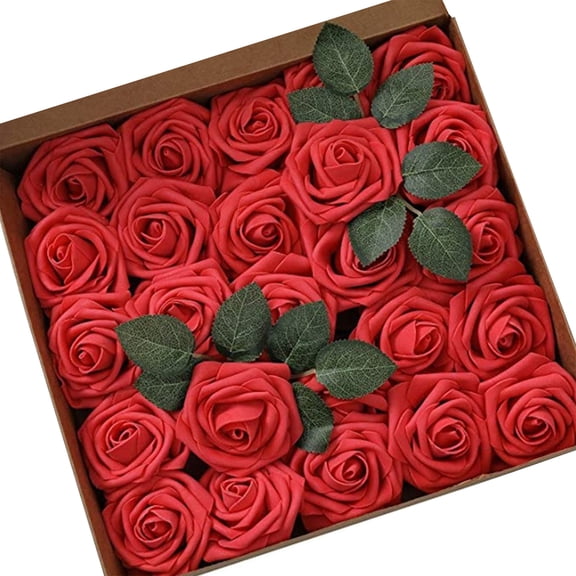 Artificial Roses with Stems 50 Pack Faux Roses Red Foam Fake Roses for Floral Bridal Shower Decorations Wedding Table Centerpieces Valentines Day Table Decorations Home Dining