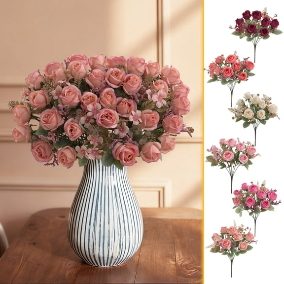Artificial Roses and Peony Bouquet with Chrysanthemums Fake Silk Flowers 12 Inch for Wedding Home Decoration Handheld Vase Centerpiece by PALIFEUR
