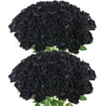 thumbnail image 1 of Artificial Roses in Bulk, Fake Silk Roses Realistic Black Roses for Wedding Centerpieces Flower Arrangement Halloween Gothic Home Decor (5, Black), 1 of 5