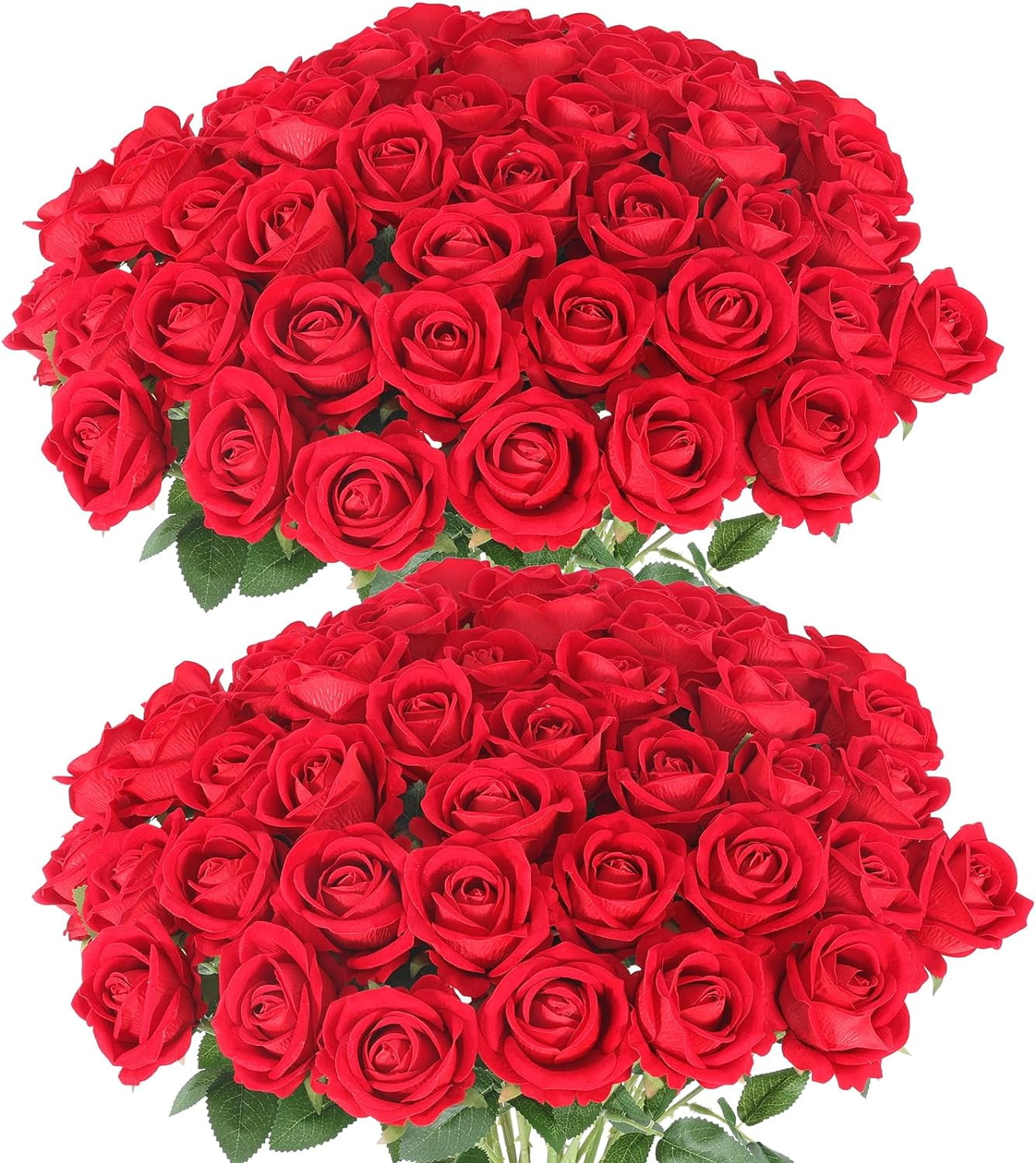 Realistic Red Silk and Plastic Roses for Wedding Centerpieces