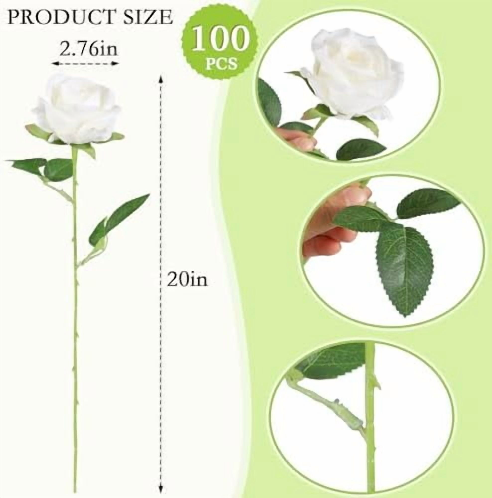 Artificial Roses in Bulk, Fake Silk White Roses Realistic Roses for ...