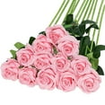 thumbnail image 1 of Artificial Roses with Stems Pink Roses Valentine's Artificial Flowers Decorations for Mothers Day Bridal Bouquet Wedding Party Home Decor-12PCS, 1 of 7
