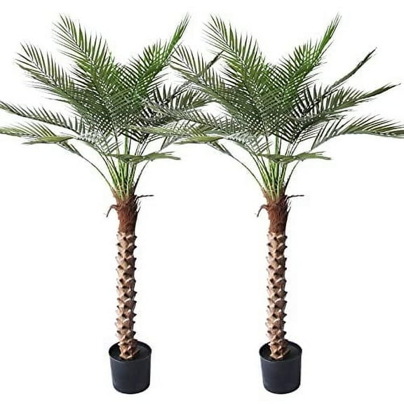 Artificial Sago Palm Tree 5FT Large Fake Palm Plant with 18 Trunks Perfect Tall Faux Tree in Pot for Indoor Outdoor House Home Office Garden Modern Decor Housewarming Gift (2Pack)