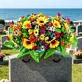 thumbnail image 1 of Artificial Satin Saddle Flower, 24-inch Silk Floral Arrangement for Memorial Day Cemetery Tombstone Decoration, 1 of 6