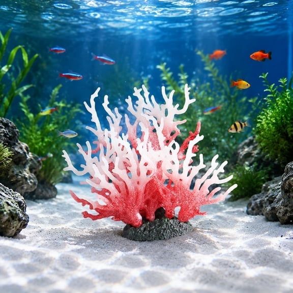 Artificial Sea Branch Aquarium Decoration Soft Plastic Handmade Coral Reef Ornament for Saltwater Fish Tank with Base Extra Large Statement Piece