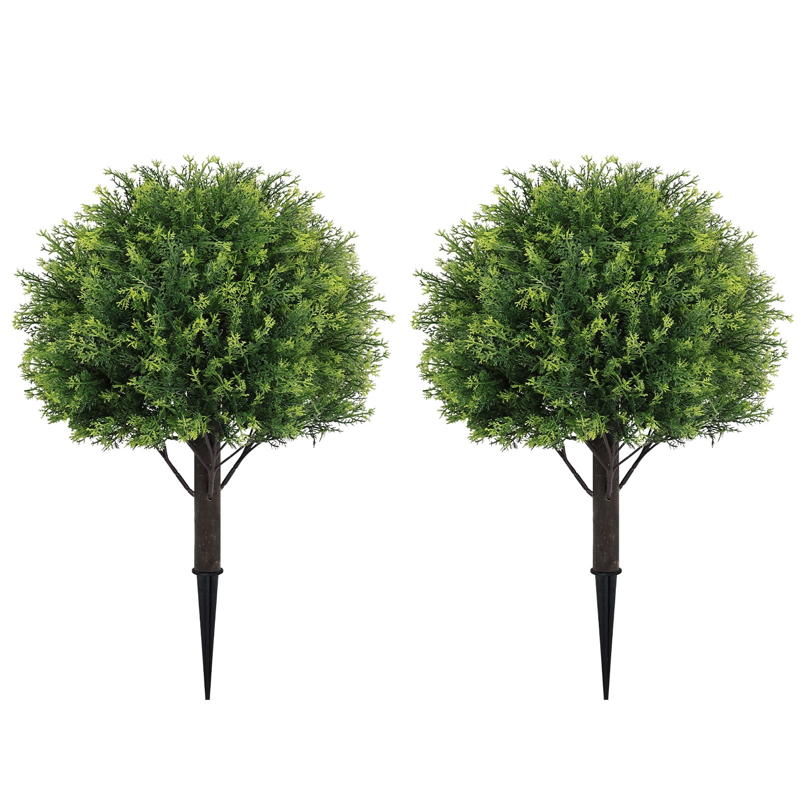 Artificial Set of 2 Cedar Topiary Ball Trees 16