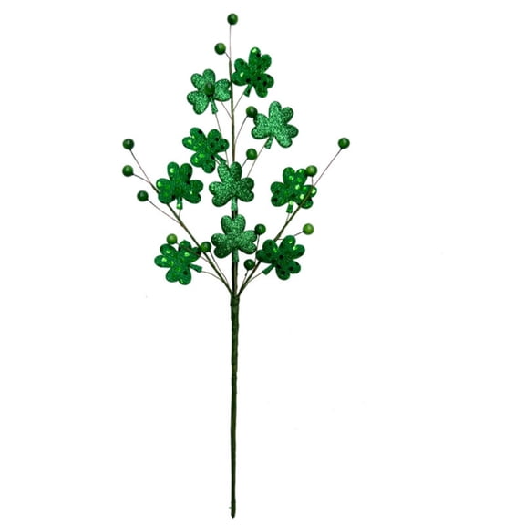 Artificial Shamrock Insert 15.7 Inches Tall Three-Leaf Clover Saint Patricks Day Decorations For Bouquets Party Home Festive Holiday Indoor Outdoor Celebration Green Decor