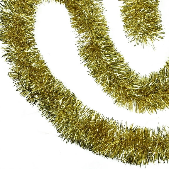 Artificial Shiny Tinsel Christmas Garland - 25' x 3" - Gold