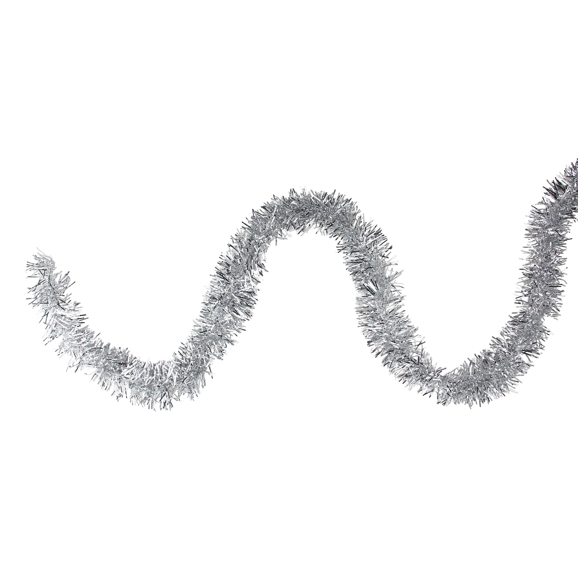Artificial Shiny Tinsel Christmas Garland - 25' x 3" - Silver