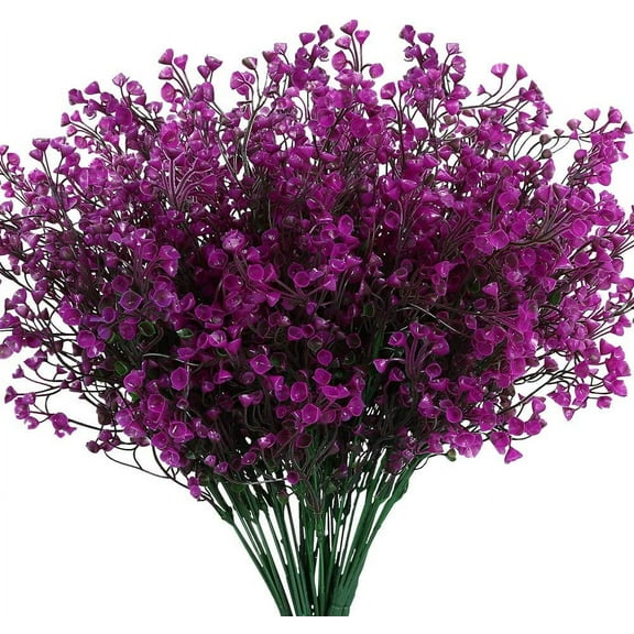 Artificial Shrubs Bushes Pack Fake Outdoor UV Resistant Plants Flowers, Faux Plastic Bell Leaves Greenery for Indoor Outside Hanging Planter Home Office Wedding Farmhouse Decor (Fuchsia)