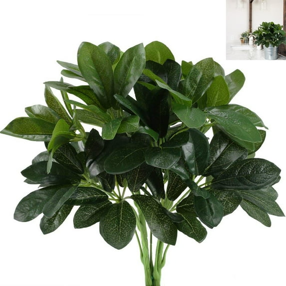 Artificial Shrubs Plants Fake Silk Schefflera Bushes Real Touch Faux Greenery Leaf Arrangements Indoor Outdoor Garden Office Home Table Centerpieces