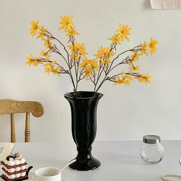 Artificial Silk Daisy Flower 7 Head Faux Hydrangea Stem Fake Flowers Home Living Room Table Centerpiece Arrangement Wedding Decoration Photo Prop - 1 Piece 22 Inch
