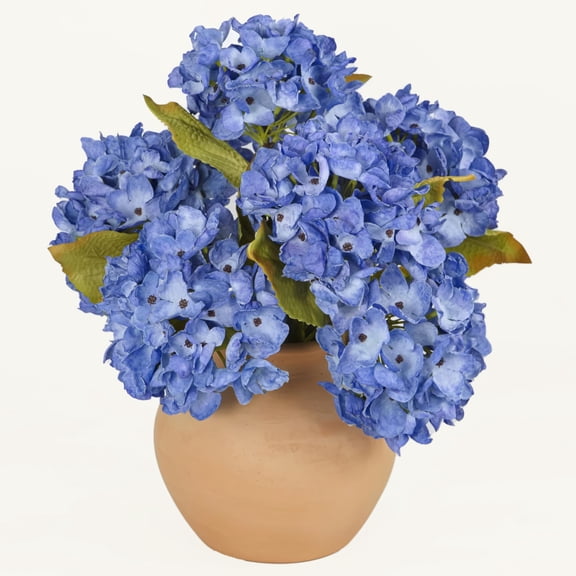 Silk Fall Flowers Artificial Silk Dried Hydrangea Flowers Artificial Fall Flowers Bouquet Dried Flowers for Home Decor(6 PCS) (Blue)