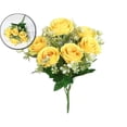 thumbnail image 1 of Artificial Silk Flower Bouquet – 6-Head Fake Floral Arrangement for Wedding Party Home Decor, Yellow, 1 of 7