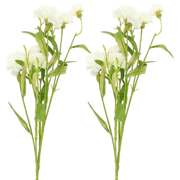 Artificial Silk Flower Carnations Flowers Decor for Bedroom Mini Dried Bouquet Bridal Rose Bride Vase 4 Pcs White