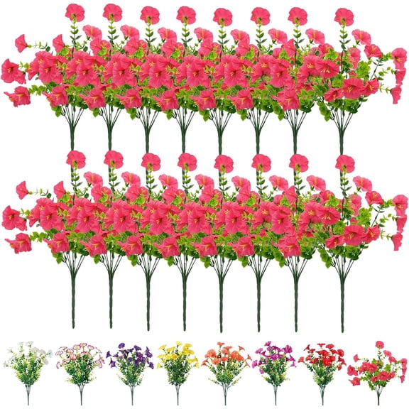 Artificial Silk Flowers, 10Pcs UV-Resistant Waterproof Fake Roses for Home Decor