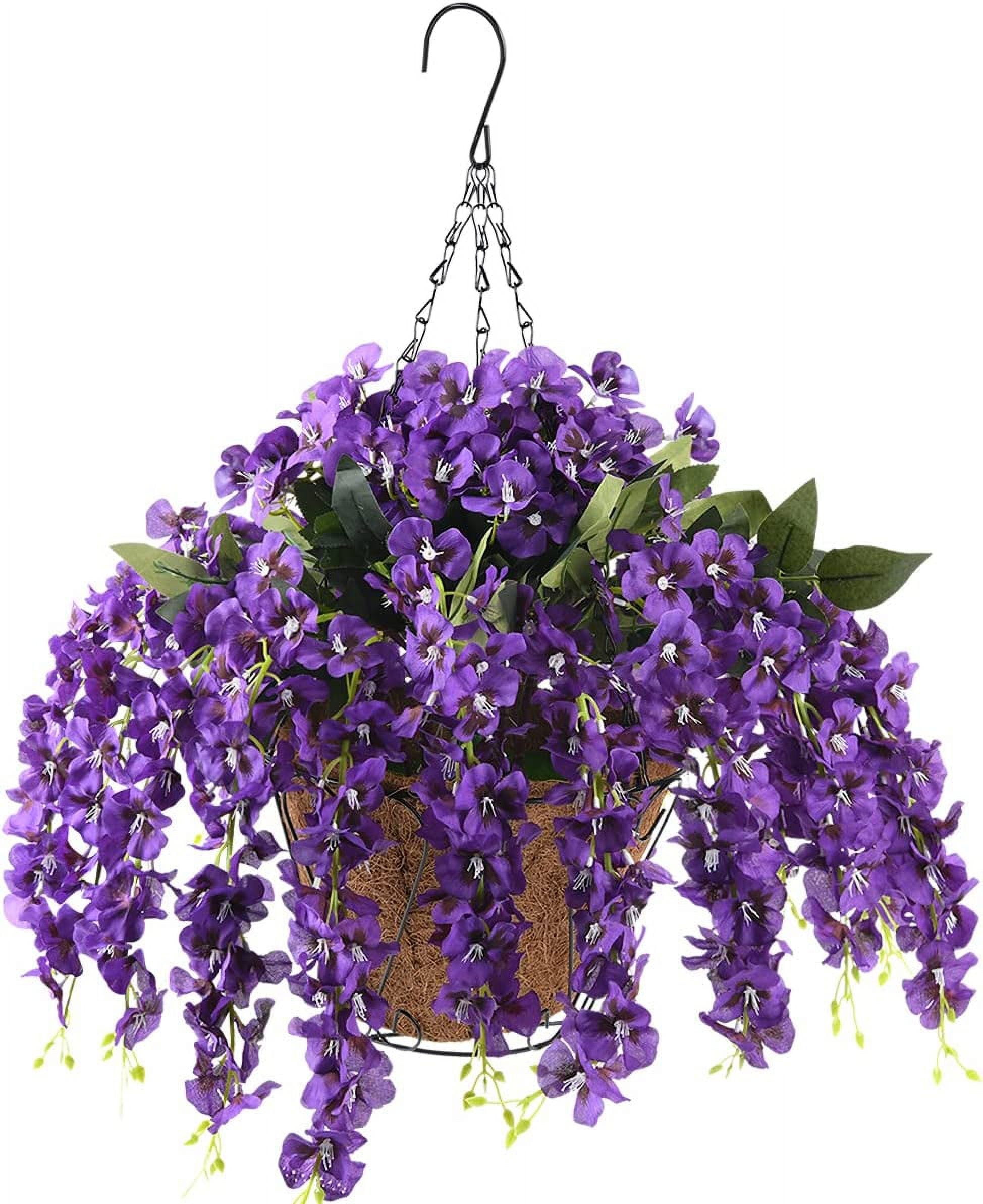 Artificial Silk Flowers in Hanging Basket Outdoor Indoor Patio Lawn ...