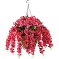 thumbnail image 1 of Artificial Silk Flowers in Hanging Basket Outdoor Indoor Patio Lawn Corridor Garden Decor, Fake Hanging Orchid in Basket, Hanging Orchid with 0-inch Coconut Lining Chain Palm Flowerpot(Yellow), 1 of 5