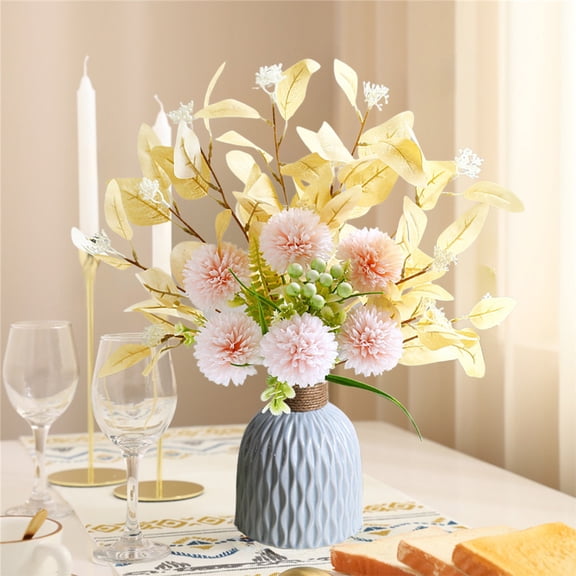 Artificial Silk Flowers, Multicolor Plastic Bouquet for Home Decor, Fall Thanksgiving Table Centerpiece, Indoor Vase Filler, Dining Room Decorations (1 Pc)