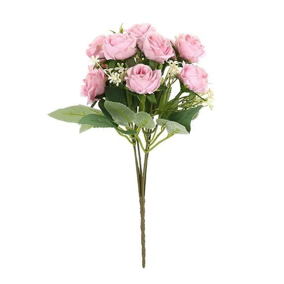 Artificial Silk Flowers, Realistic Roses Bouquet Long Stem for Home Wedding Decoration Party (Hot Pink)