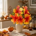 thumbnail image 1 of Artificial Silk Hibiscus Flowers Bouquet Faux Tropical Floral Stems for Living Room Table Vase Centerpiece, 1 of 7