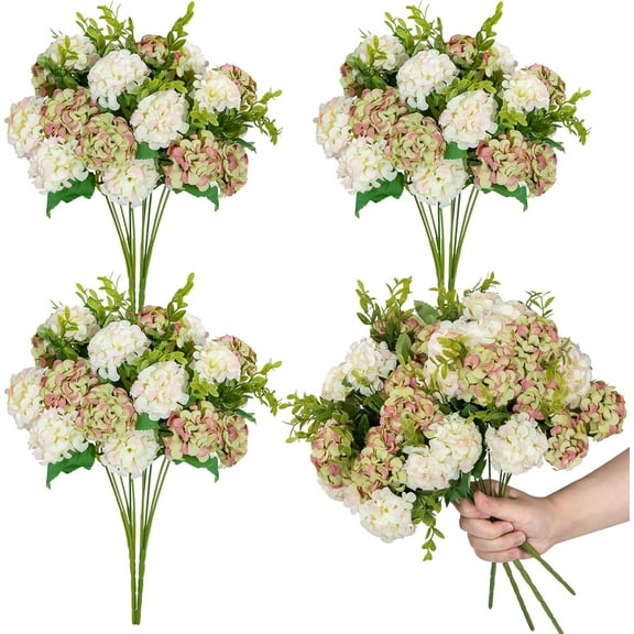 Artificial Silk Hydrangea Fake Bridal Bridesmaid Hydrangea Flower Bouquet for Wedding Home Party Shop Baby Shower Décor (Pcs)