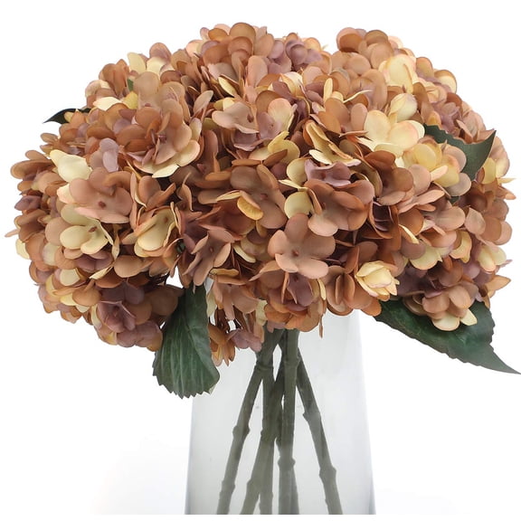 Artificial Silk Hydrangea Flowers Autumn Yellow 6 Stems for Home Wedding Table Center Decor
