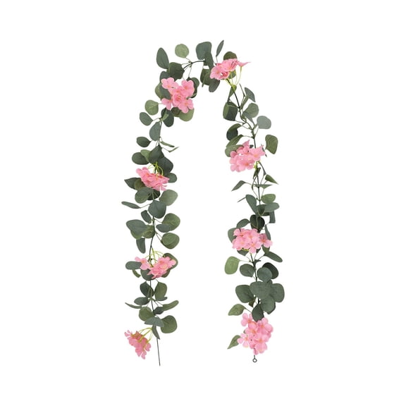 Artificial Silk Hydrangea Vine with Realistic Leaves for Indoor and Outdoor Home Decoration in Pink