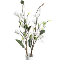 Artificial Silk Magnolia Flowers Real Touch Fake Floral Branches Home Garden Restrant Hotel Parties Wedding Table Centenpieces Arrangements Decor Spray in White 30 inches