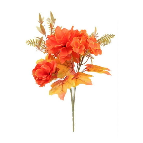 Artificial Silk Maple Leaf, Ongmies Artificial Mums Flowers with Stem – Orange Fall Bouquet for Home, Wedding & Thanksgiving Table Centerpieces, Artificial Fall Flowers