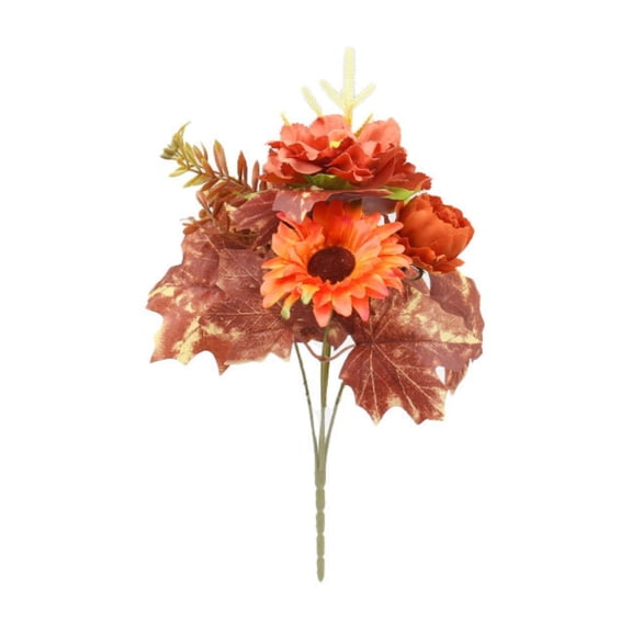 Artificial Silk Maple Leaf, Ongmies Artificial Mums Flowers with Stem – Orange Fall Bouquet for Home, Wedding & Thanksgiving Table Centerpieces, Artificial Fall Flowers