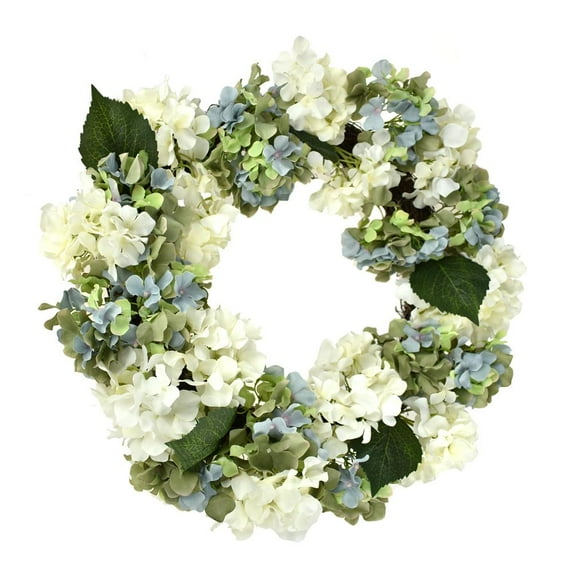 Artificial Silk Mixed Hydrangea Wreath, 22-Inch