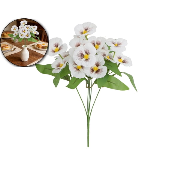 Artificial Silk Pansy Flowers Outdoor Spring Flowers Pansies Wildflower UV Resistant Plants Faux Impatiens for Window Box Wedding Party Outside Garden Porch Decor
