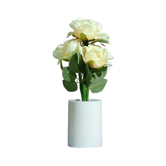 Artificial Silk Peony Bouquet with LED Night Light - Peonies, Roses, and Ranunculus Flowers in Vase for Wedding Centerpieces, Table Decor, and Home Party Decorations