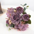 thumbnail image 1 of Artificial Silk Peony Flowers Bouquet, Floral Arrangements for Wedding Table Centerpieces,Fall Valentine's Day Living Room Office Door Decor,Bridal Birthday Decorations(1PC 11.4In,Purple), 1 of 9